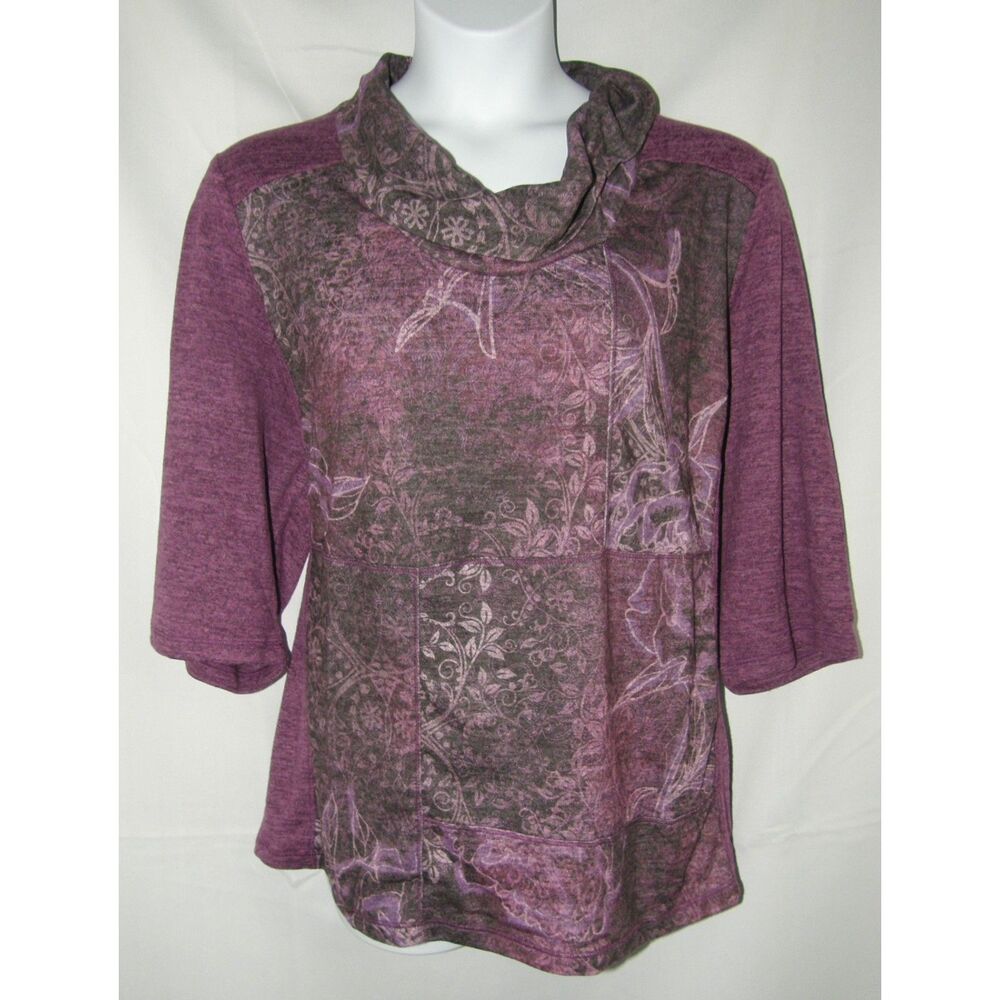 CATHERINES Purple Plus Sz 26/28 Petite Lightweight Stretch Cowl Neck Sweater NEW